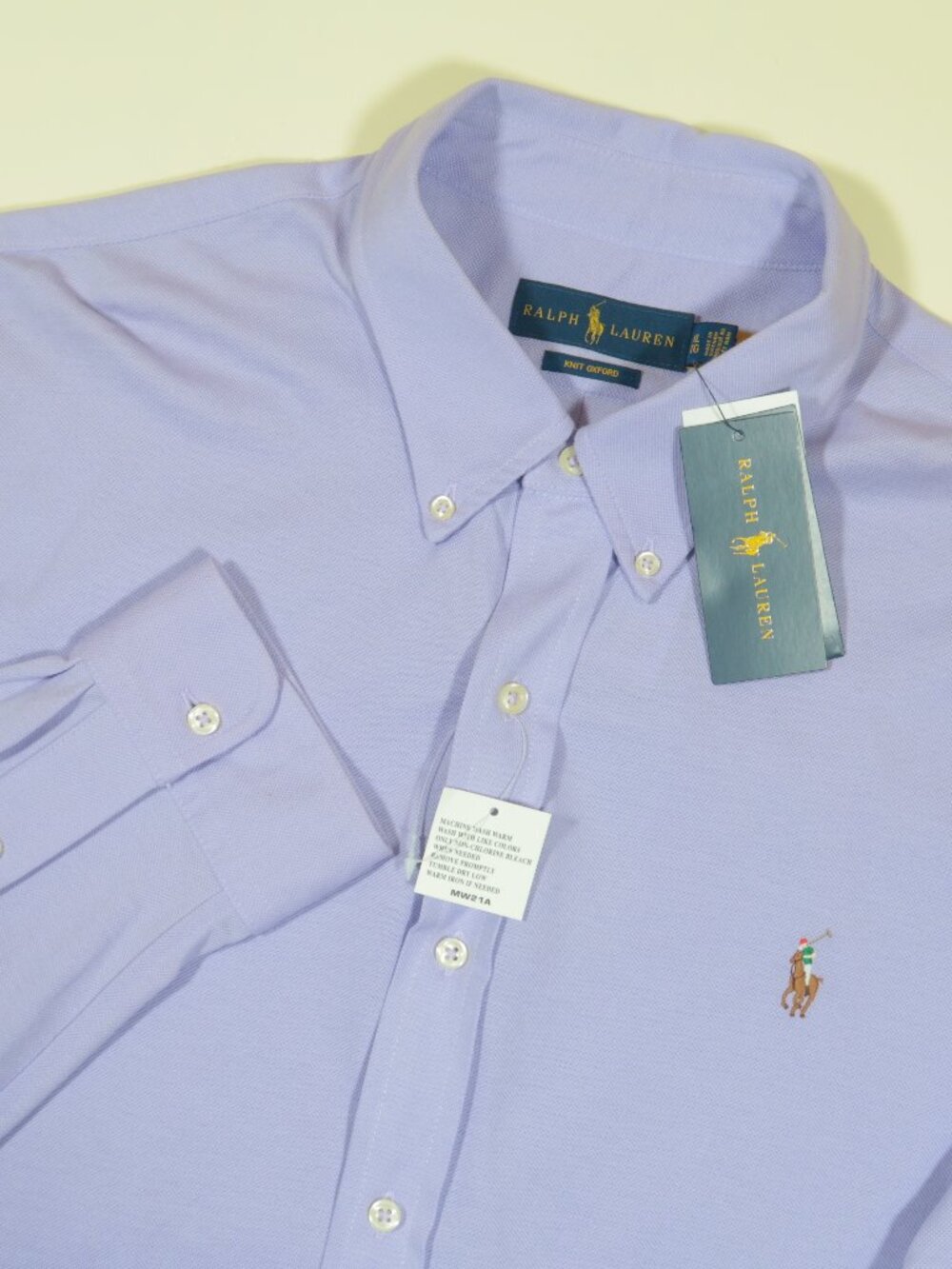 Polo Ralph Lauren Knit Oxford Shirt Mens XL Purple Long Sleeve Cotton Pony New